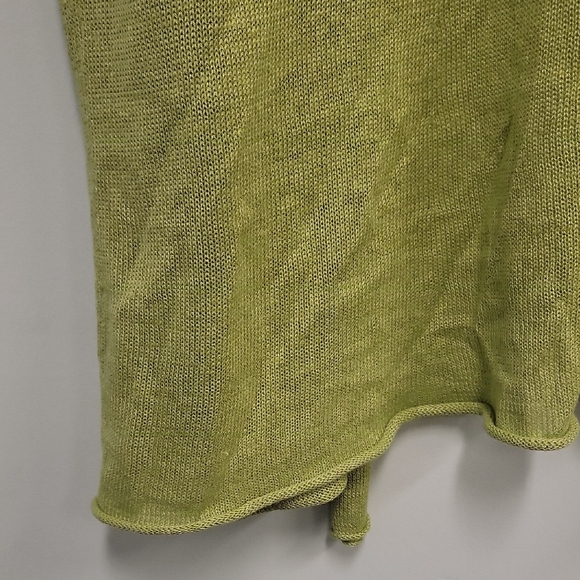 Eileen Fisher Chartruese Green Knit Linen Sweater - Picture 10 of 15